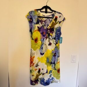 NEW Jams World Cap Sleeve Mini Dress Hawaiian Floral Abstract Panache XL NWT